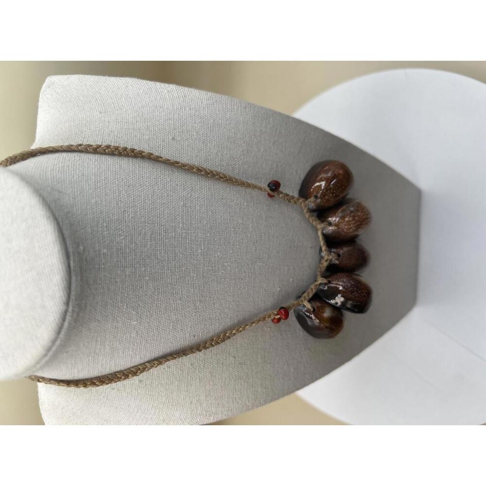 Native American Style Necklace with Brown Shell Pendants N65 - Picture 3 of 10